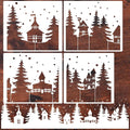 Christmas Stencils for Window Glass Large Christmas Village Stencil for Wood by zosylley