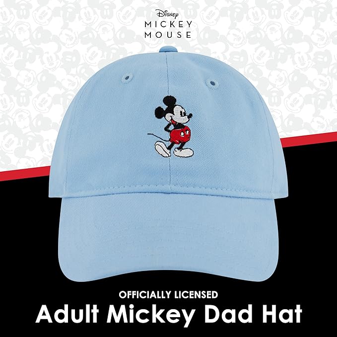 Disney Mickey Mouse Embroidered Cotton Adjustable Dad Hat with Curved Brim