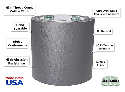 BookGuard 4 inch Premium Bookbinding Repair Cloth Tape, 15 Yard Roll - Image 2