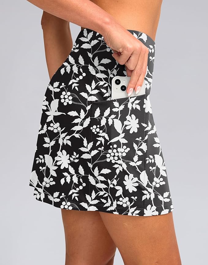 Women's Golf Skirts Skort 4 Side Pockets High Waisted Stretchy Tennis Skirt with Short Athletic Casual