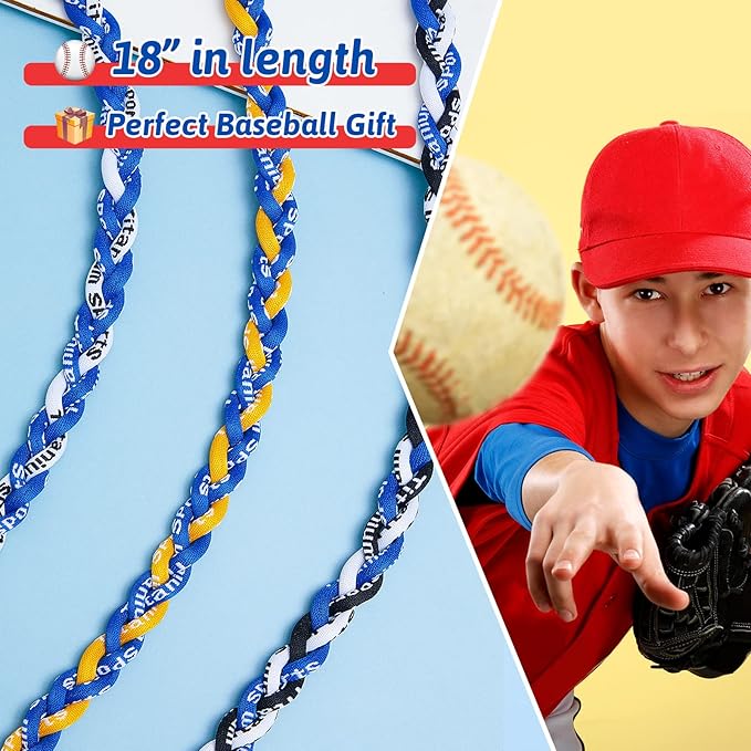 Junkin Baseball Necklaces Three Braided Rope Titanium Necklace for Fans Team Gifts Boys Men Player Softball Sports