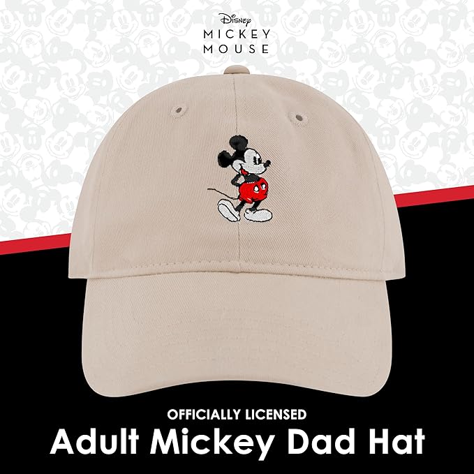 Disney Mickey Mouse Embroidered Cotton Adjustable Dad Hat with Curved Brim