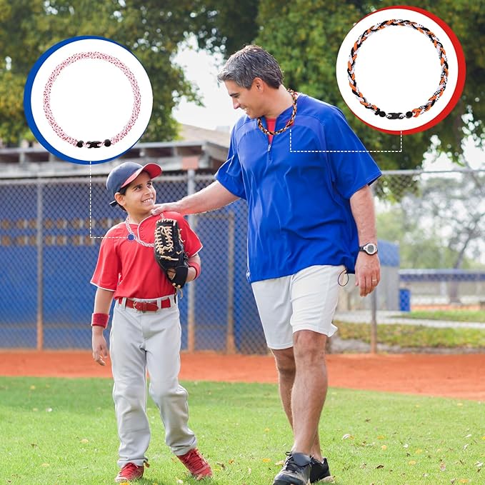 Junkin Baseball Necklaces Three Braided Rope Titanium Necklace for Fans Team Gifts Boys Men Player Softball Sports