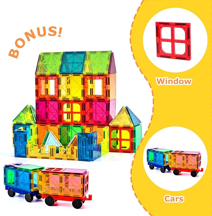 cossy 120Pcs Magnetic Tiles Magnetic 3D Building Blocks Set Educational - Image 5