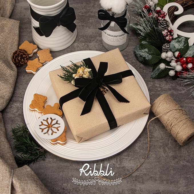 Ribbli Polyester Black Velvet Ribbon, 5/8 Inches Continuous10-Yard Spool - Image 2