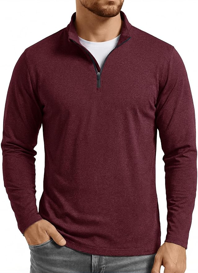 Boladeci Men's Quarter Zip Pullover Premium Fleece Lined Heather Long Sleeve Golf Shirts Midweight 1/4 Half Zip Sweatshirts