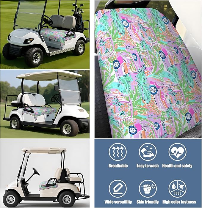 Golf Cart Seat Covers, Golf Cart Seat Towel Blanket for 2-Seat Golf Carts, Breathable Golf Cart Seat Cushions Golf Club Car Accessories 51'' x 31''