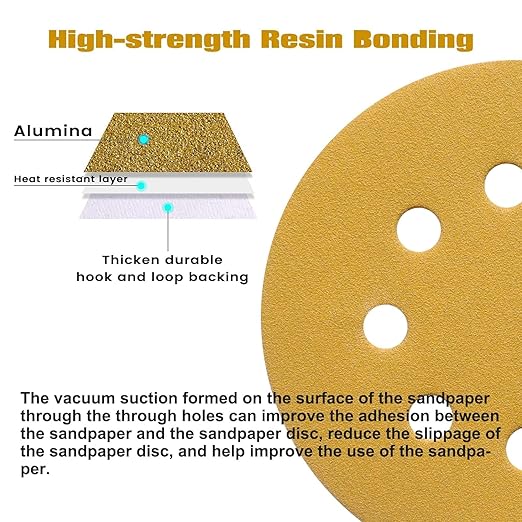 100PCS 5 Inch 8 Hole Sanding Discs 220 Grit - Image 5