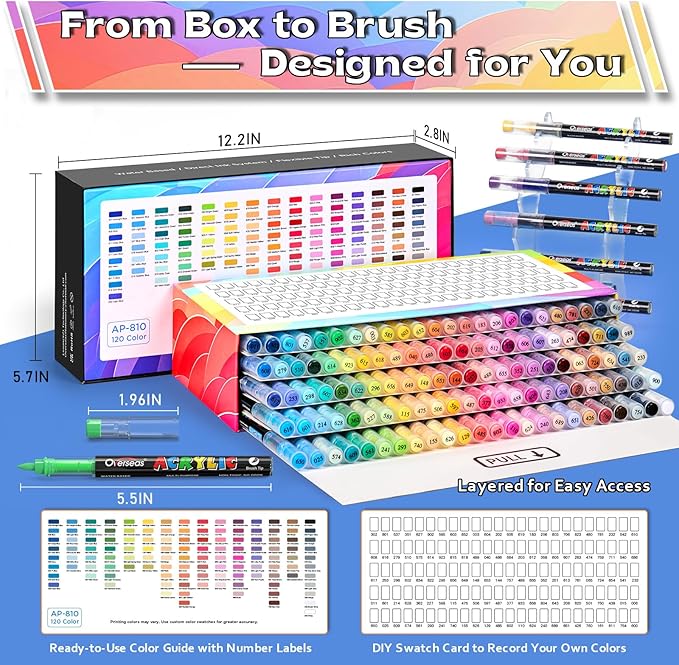 Overseas Acrylic Paint Markers 120 Colors, Brush Tip Paint Pens - Image 5