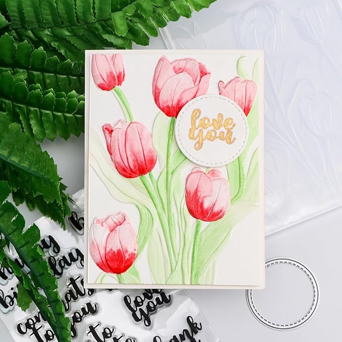 BAOFALI 3D Flowers Theme Plastic Embossing Folders Tulip - Image 5