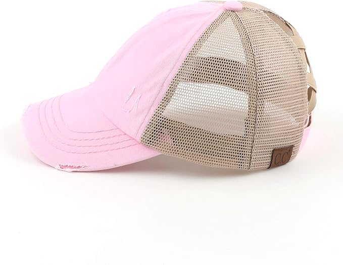 C.C Ponycap Messy High Bun Ponytail Adjustable Glitter Mesh Trucker Baseball Cap