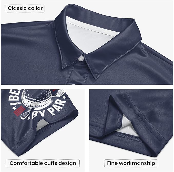 Golf Polo Shirts for Men Funny Print Short Sleeve Golf Shirts Performance Golf Polos