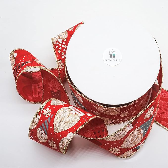 CT CRAFT LLC Red Satin with Elf Christmas Wired Ribbon 2.5 Inch x 25 Yards - Image 3