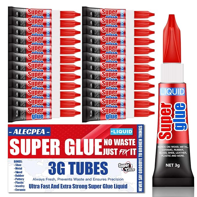 3 Gram Single Use Super Glue Liquid, Super Fast, Thin & Strong Adhesive by ALECPEA