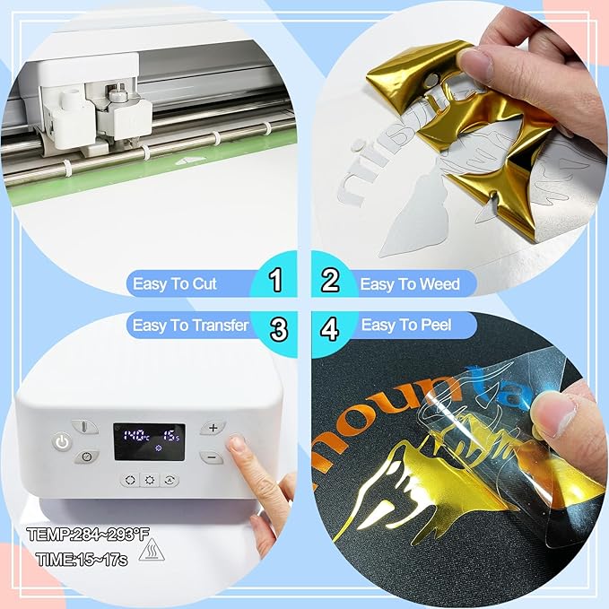 Sheet Metallic Foil Heat Transfer Vinyl Bundle – 12"x10"-17 Chrome HTV Pack in - Image 6