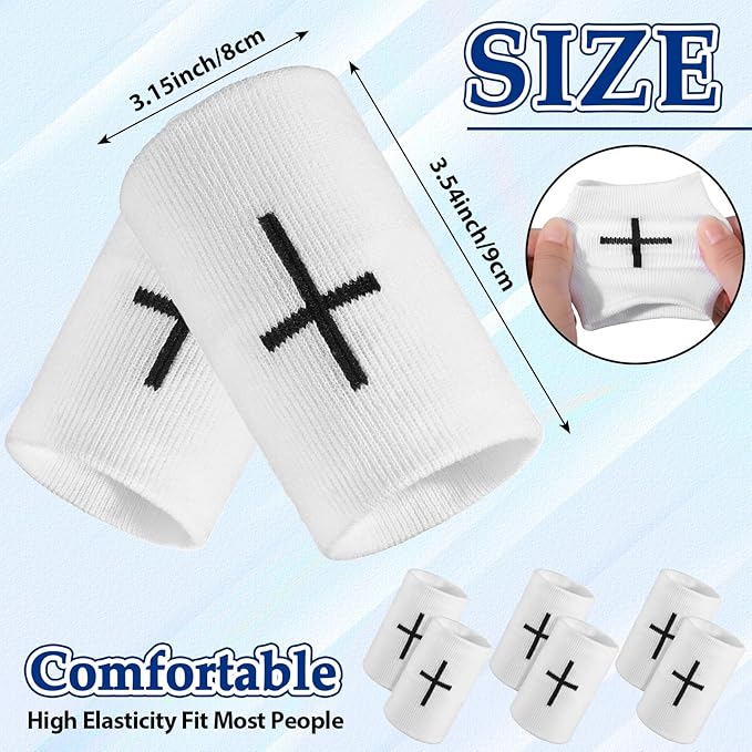 Viorawhite 12 Packs Faith Cross Sports Wristbands for Men Women Christian Faith Absorbent Sweat Band Religious Wrist Bands for Baseball Football Basketball Running Gym Working Out