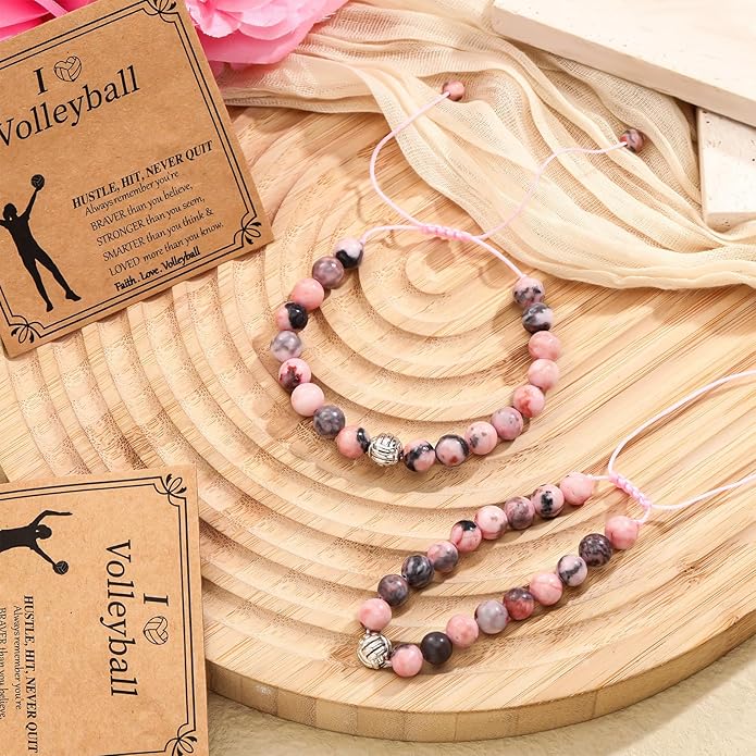 12 Set Sport Adjustable Beaded Bracelets Gifts Football Softball Soccer Volleyball Golf Basketball Hockey Bracelets for Women Men Adjustable Beaded Accessories
