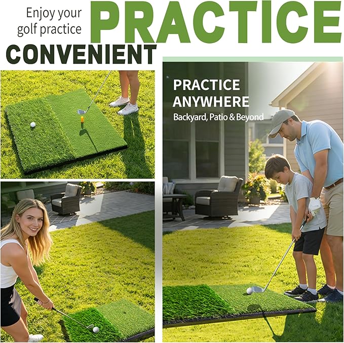 Golf Hitting Mat, Swing Path Feedback Golf Training Mat, 16"x12" Extra Replaceable Practice Mat, Indoor Outdoor Golf Swing Detection Mat, Ideal Golf Gifts for Men & Women Home Backyard Use