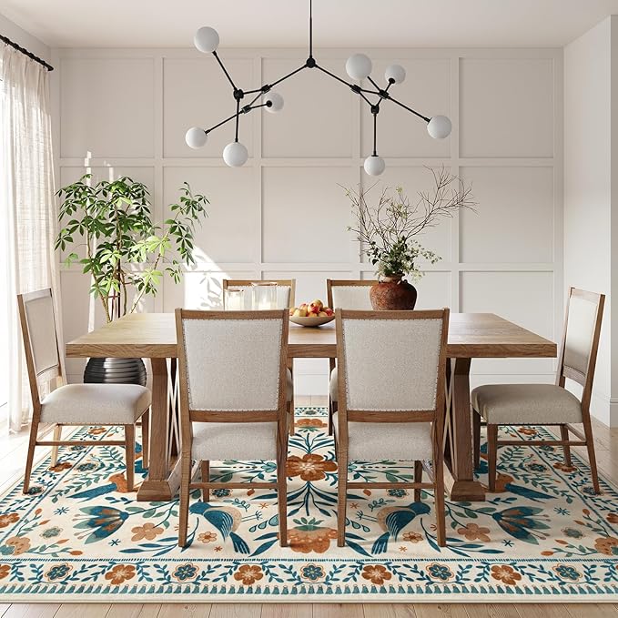 Morebes Floral 9x12 Area Rug for Living Room, Washable Large Rug for Bedroom - Image 8