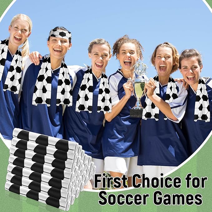 30Pcs Soccer Cooling Towels for Neck and Face 40 x 12 Inch Ball Sports Team Gifts Workout Ice Towel for Gym Sweat Microfiber Breathable Chilly Bulk Neck Wraps for Athletes Camping Travel Outdoor
