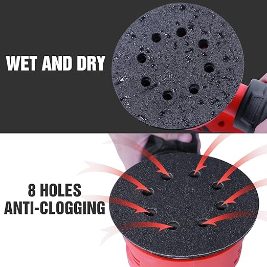 100 Pcs 5 inch Wet Dry Sanding Discs Grit 400 Hook and Loop 8 Hole Silicon - Image 6