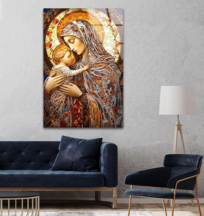My Photostation.com 30Wx35.5H'' Jesus and Virgin Mary Glass Wall Art Tempered - Image 6