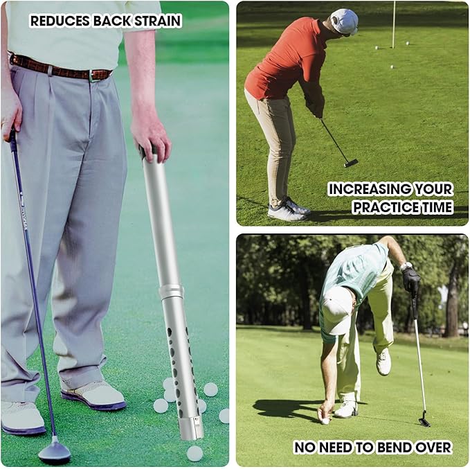 THE GOLFER STORE Golf Ball Shag Tube Professional Golf Ball Picker Upper Aluminum Golf Ball Retriever Collector Practice Pick-up Sucker Tool