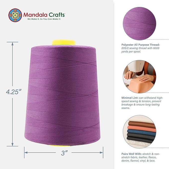 Mandala Crafts 4 Pack of Serger Threads Cones Spools - Image 3