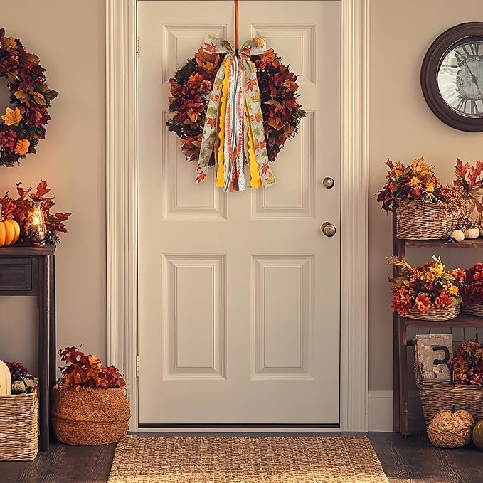 Large Fall Ribbon Bow for Wreath - Image 5