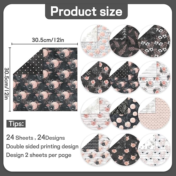 Scrapbook Paper 12x12 inch, 24 Sheets DIY Origami Decorative Craft, Double - Image 2