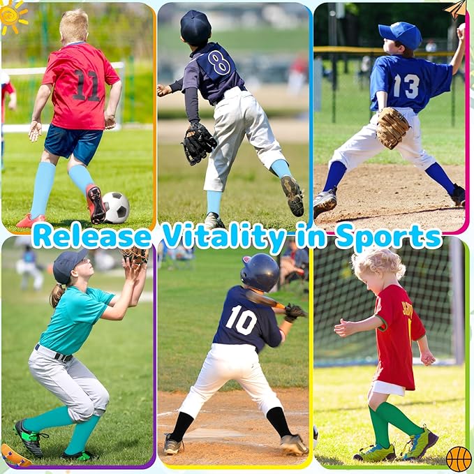 Olreco 1 Pack Toddler Kids Youth Soccer Socks Girls Boys Baseball Socks Youth Knee High Softball Football Accessories Cotton