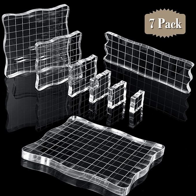 Mudder 7 Pieces Acrylic Stamp Blocks Set Clear Stamping Blocks Tools by Mudder