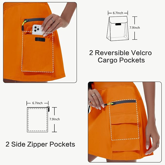 MIVEI Skorts for Woman - Hiking Cargo Skorts with Zipper Pockets, High Waisted Quick Dry Golf Workout, Dressy Casual