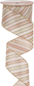 MEEDEE Pink Diagonal Striped Ribbon 2.5 Inch Blue Satin by MEEDEE