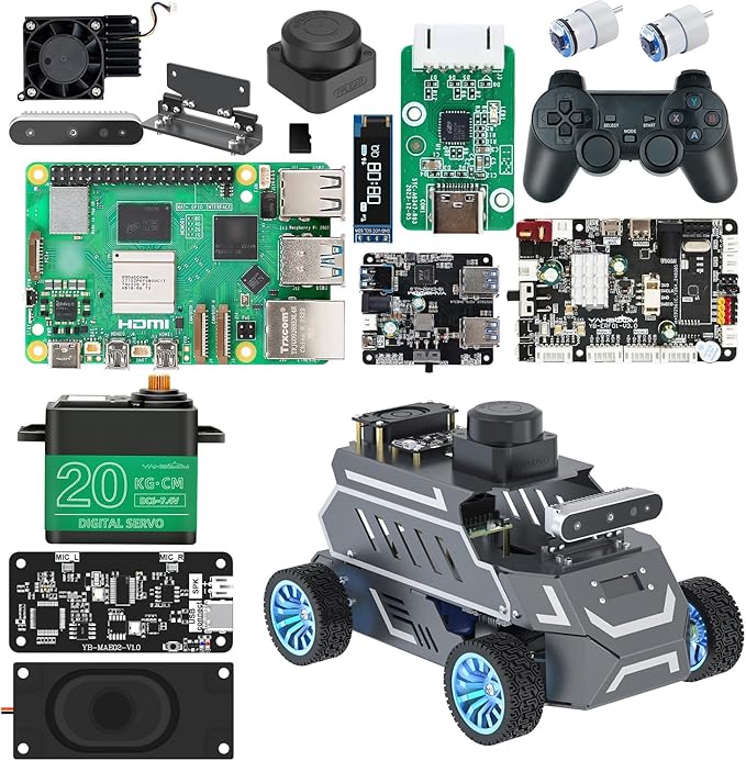 Yahboom Raspberry Pi 5 8GB for AI Robot Car, Supports RVIZ Simulation ROS2 by Yahboom