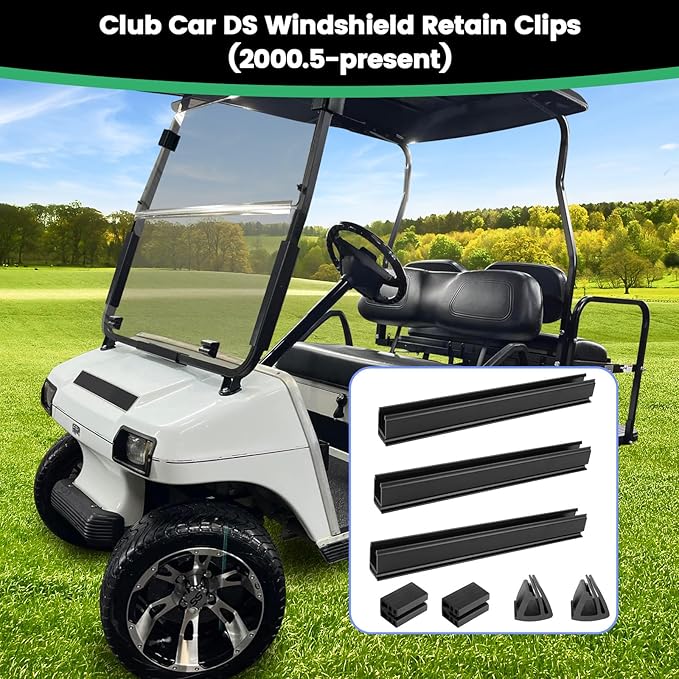 iLSKW Golf Cart Windshield Retaining Clips Kit for Club Car DS (2000.5 to Present) Fit 1"x1" Tube Include Windshield Sash Clips, Windshield Retaining Clips, Windshield Bottom Kit