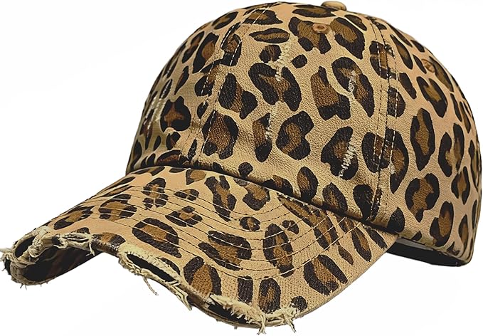 Baseball Hats for Women Men Adjustable Leopard Print Dad Trucker Hat Cotton Sun Protection Caps Sports Golf Medium