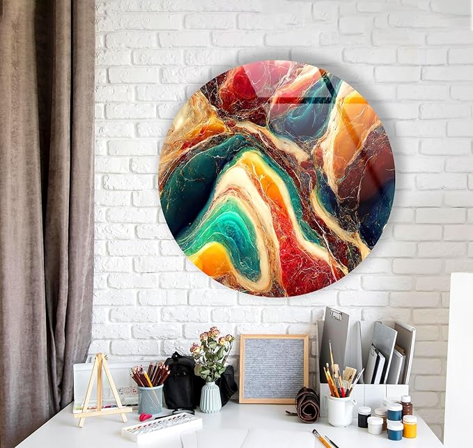 My Photostation.com 10'' Diameter Colorful Marble Swirl Round Wall Art Abstract - Image 5