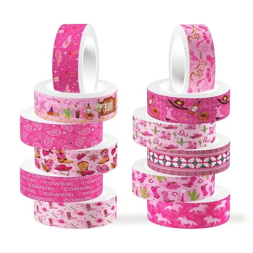 12 Rolls Western Washi Tape, Western Cowboy Cowgirl Decorative Paper Stickers by Unknown