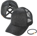 C.C Ponycap Messy High Bun Ponytail Adjustable Glitter Mesh Trucker Baseball Cap