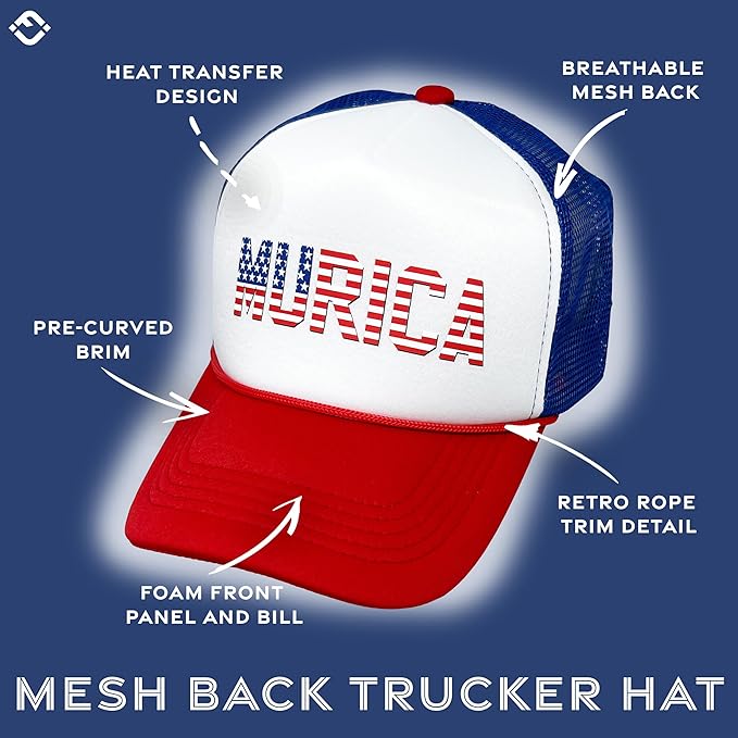 Funky Junque Premium Mesh Snapback Trucker Hat - Stylish Comfort for All - Patriotic, Humor & More