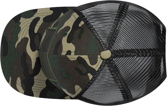 American Flag Trucker Hat, Patriotic Baseball Cap for Men & Women, Breathable Mesh Adjustable Snapback, USA Flag Patch