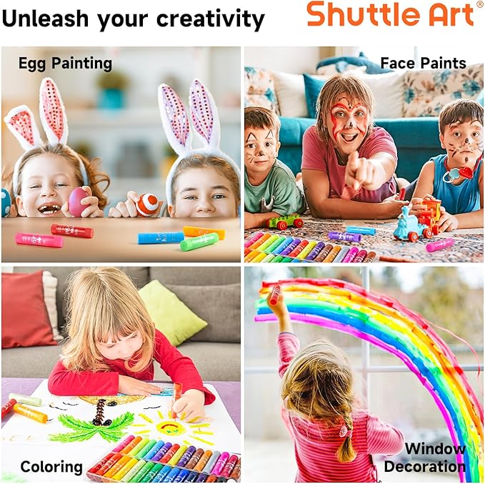 Shuttle Art Tempera Paint Sticks, 32 Colors Solid Tempera Paint - Image 7