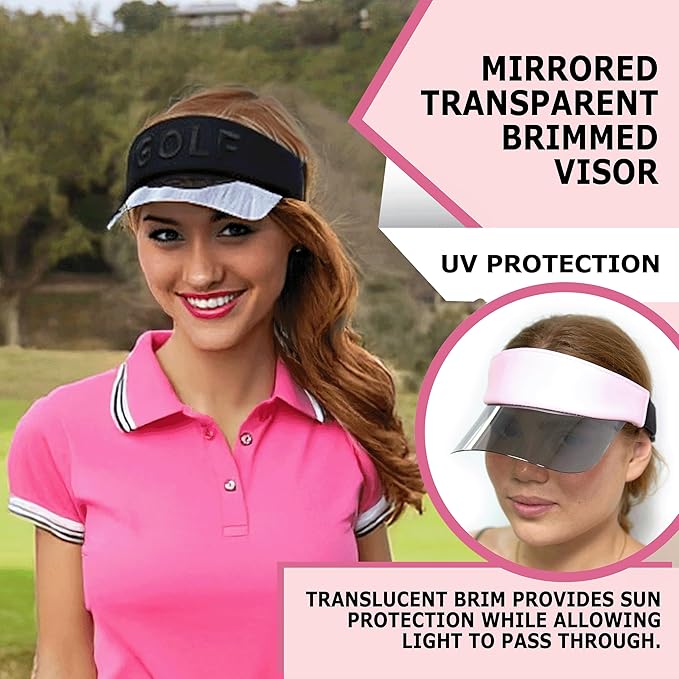Funky Junque Women's UV 50 Adjustable Sun Visor - Golf Tennis Pickleball - Sports Themes Solid Colors Easter Pastels