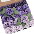 Floroom Artificial Flowers 25pcs Real Looking Lavender Purple Ombre Colors Foam by Floroom