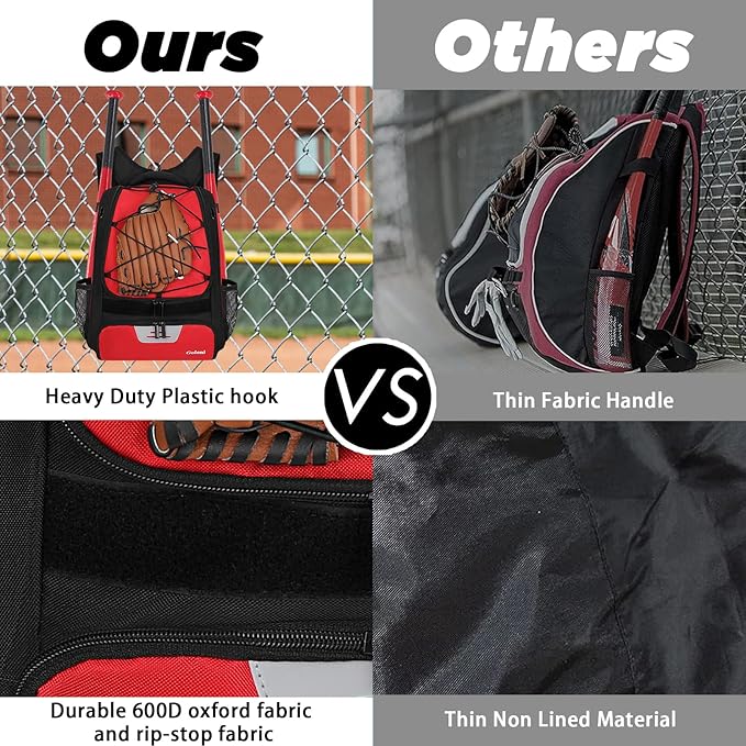 Goloni | Baseball Backpack,Baseball Bag for Adult,Softball Bat Bag with Shoes Compartment,Large Main Compartment for Helmet & accessories, Fence Hook