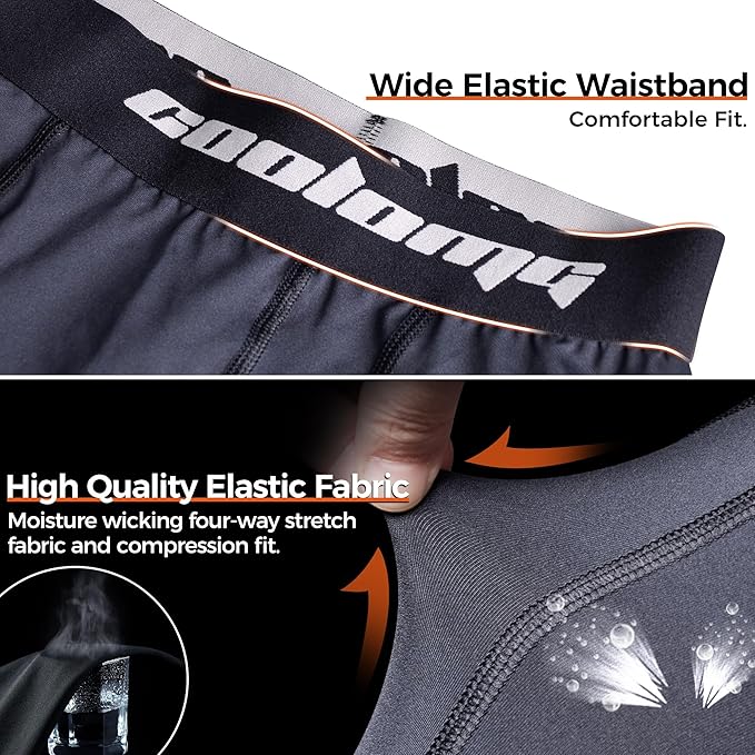 COOLOMG Youth Boys Compression Shorts with Protective Cup Athletic Sports Underwear for Baseball Football Lacrosse Hockey