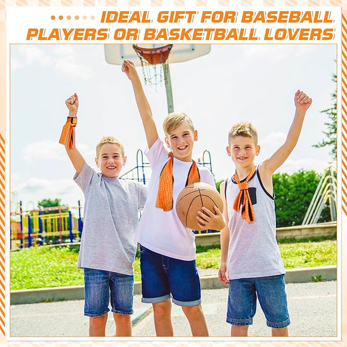 FuWeave 12 Pcs Sports Cooling Towels Baseball Basketball Softball Breathable Soccer Football Volleyball Microfiber Ice Towel Fast Drying for Party Favors Team Gift (Basketball,30 x 9 Inch)