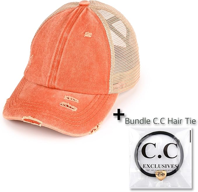 C.C Ponycap Messy High Bun Ponytail Adjustable Glitter Mesh Trucker Baseball Cap