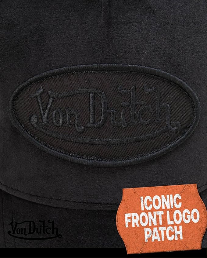 Von Dutch Unisex Trucker Hat - Velvet Curved Bill Mesh Back Retro Classic Adjustable Snapback Baseball Cap for Men and Women